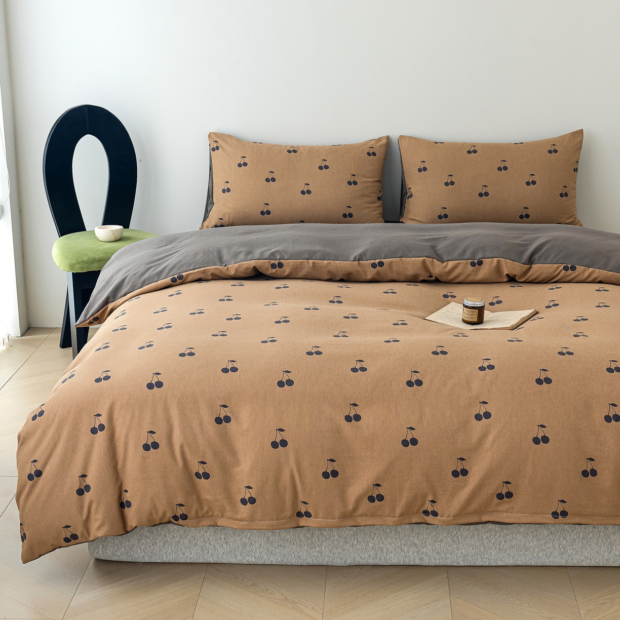 91家纺网 家纺一手货源 找家纺 竹合家纺 2025秋冬新款加厚磨毛色织暖绒系列针织四件套高克重 樱桃卡其