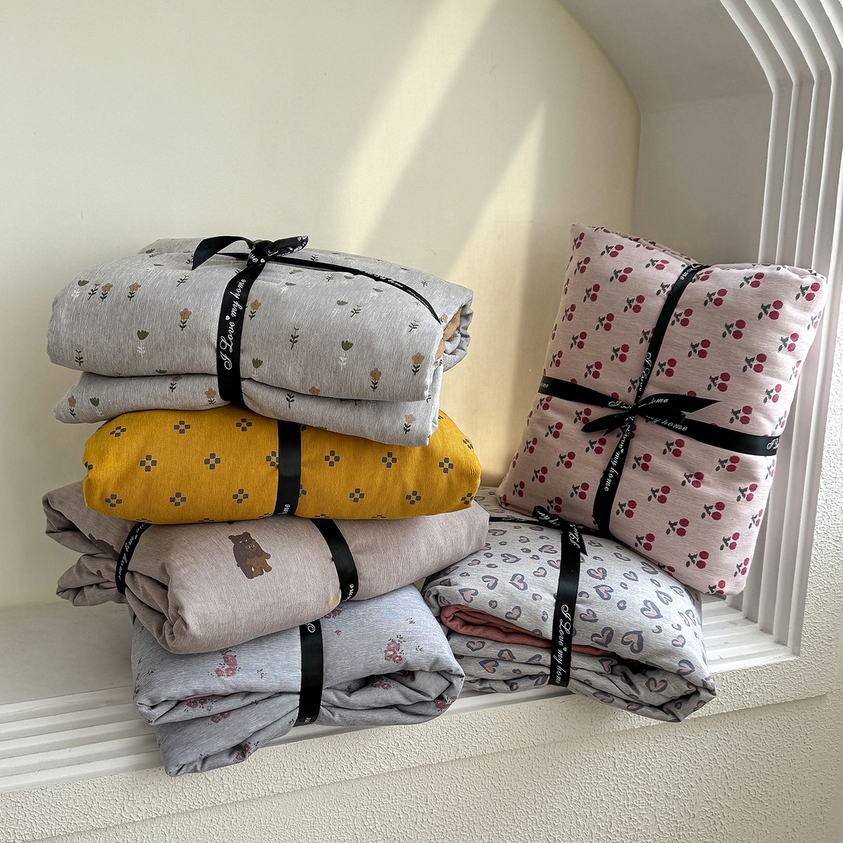 91家纺网 家纺一手货源 找家纺 竹合家纺 2025秋冬新款加厚磨毛色织暖绒系列针织四件套高克重 组合图（仅展示）