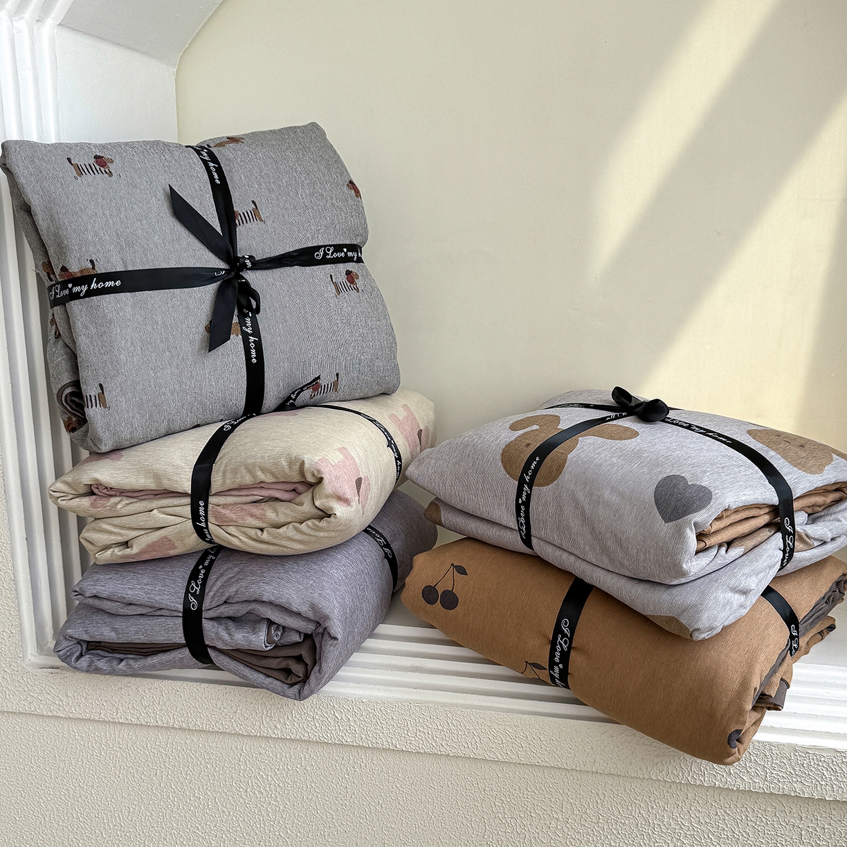 91家纺网 家纺一手货源 找家纺 竹合家纺 2025秋冬新款加厚磨毛色织暖绒系列针织四件套高克重 组合图（仅展示）