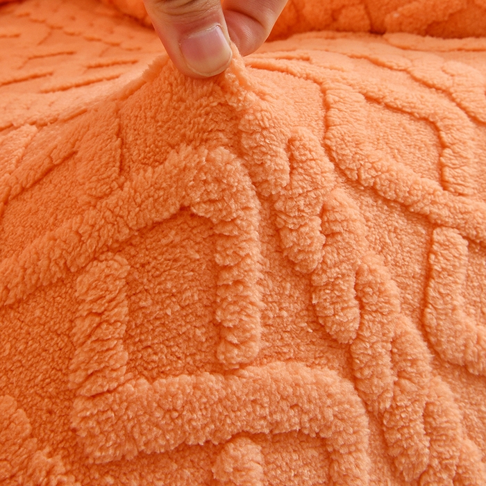 91家纺网 家纺一手货源 找家纺 启博家纺 2025新款简约提花保暖绒办公椅套 橙色 大号