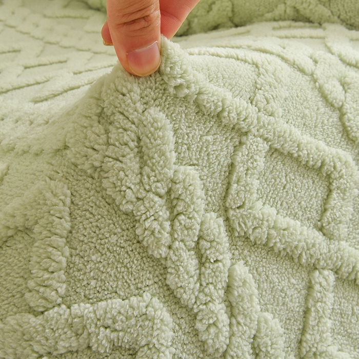 91家纺网 家纺一手货源 找家纺 启博家纺 2025新款简约提花保暖绒办公椅套 果绿 小号