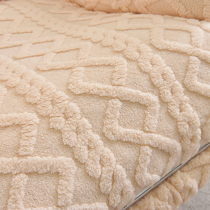 91家纺网 家纺一手货源 找家纺 启博家纺 2025新款简约提花保暖绒办公椅套 米白 小号