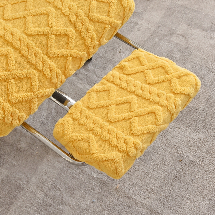 91家纺网 家纺一手货源 找家纺 启博家纺 2025新款简约提花保暖绒办公椅套 黄色 小号