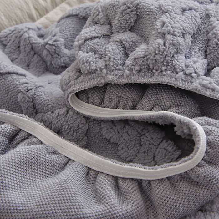 91家纺网 家纺一手货源 找家纺 启博家纺 2025新款简约提花保暖绒办公椅套 灰色 小号