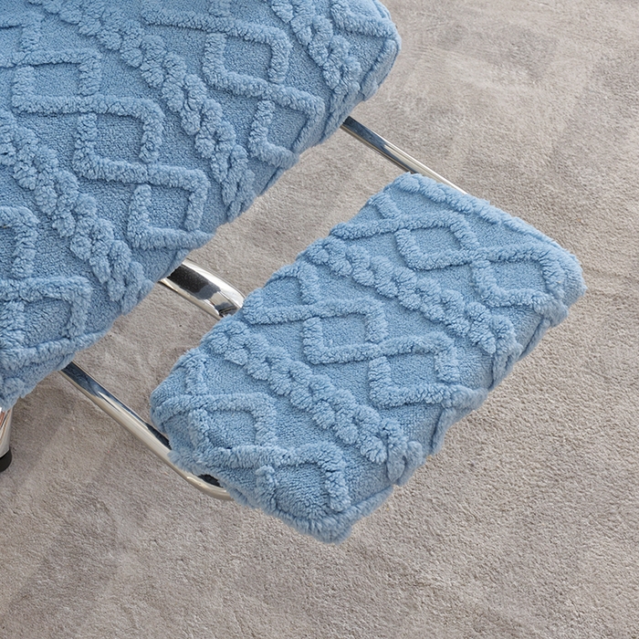 91家纺网 家纺一手货源 找家纺 启博家纺 2025新款简约提花保暖绒办公椅套 天蓝 大号