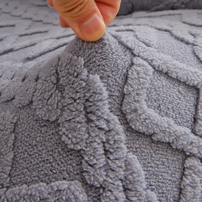 91家纺网 家纺一手货源 找家纺 启博家纺 2025新款简约提花保暖绒办公椅套 灰色 大号