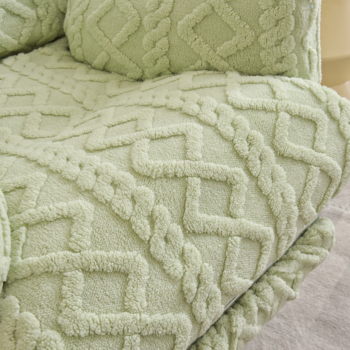 91家纺网 家纺一手货源 找家纺 启博家纺 2025新款简约提花保暖绒办公椅套 果绿 小号