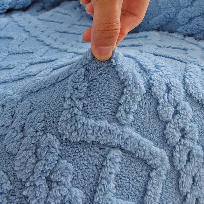 91家纺网 家纺一手货源 找家纺 启博家纺 2025新款简约提花保暖绒办公椅套 天蓝 大号