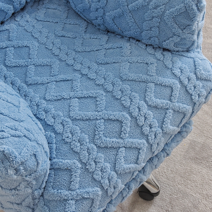 91家纺网 家纺一手货源 找家纺 启博家纺 2025新款简约提花保暖绒办公椅套 天蓝 小号