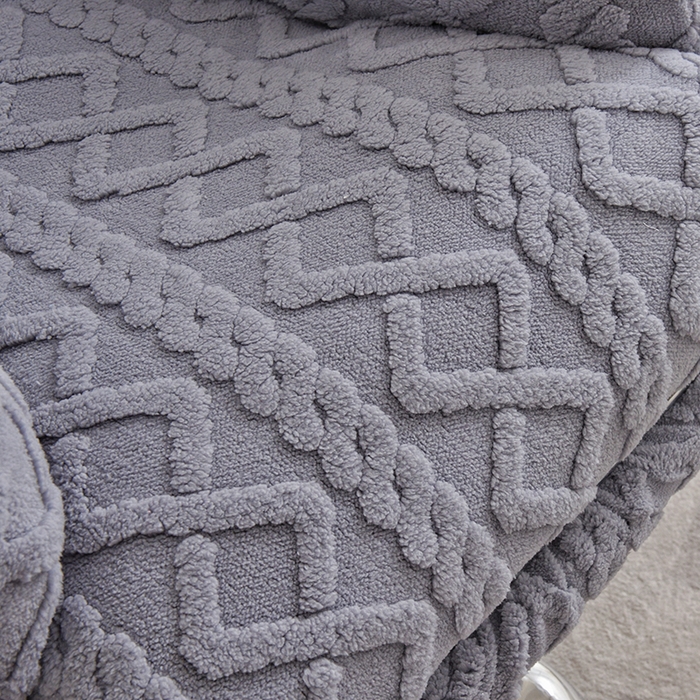 91家纺网 家纺一手货源 找家纺 启博家纺 2025新款简约提花保暖绒办公椅套 灰色 大号