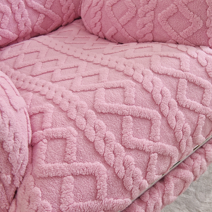 91家纺网 家纺一手货源 找家纺 启博家纺 2025新款简约提花保暖绒办公椅套 桃粉 大号