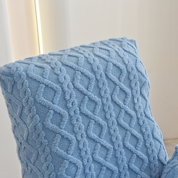 91家纺网 家纺一手货源 找家纺 启博家纺 2025新款简约提花保暖绒办公椅套 天蓝 小号