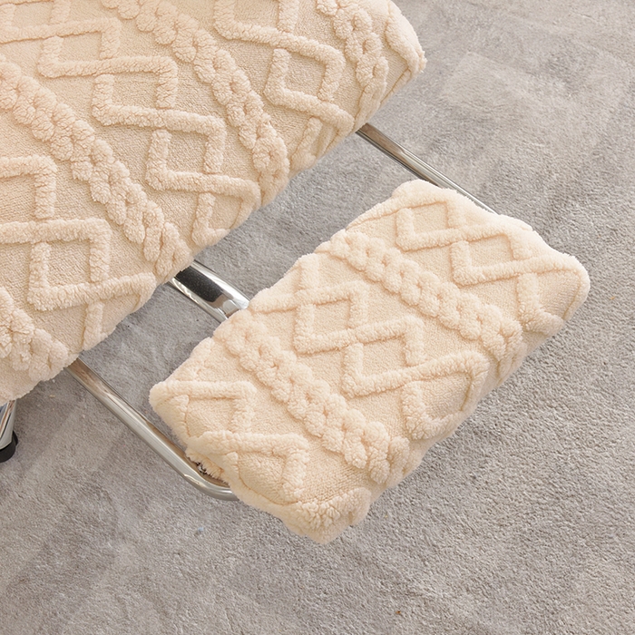 91家纺网 家纺一手货源 找家纺 启博家纺 2025新款简约提花保暖绒办公椅套 米白 大号