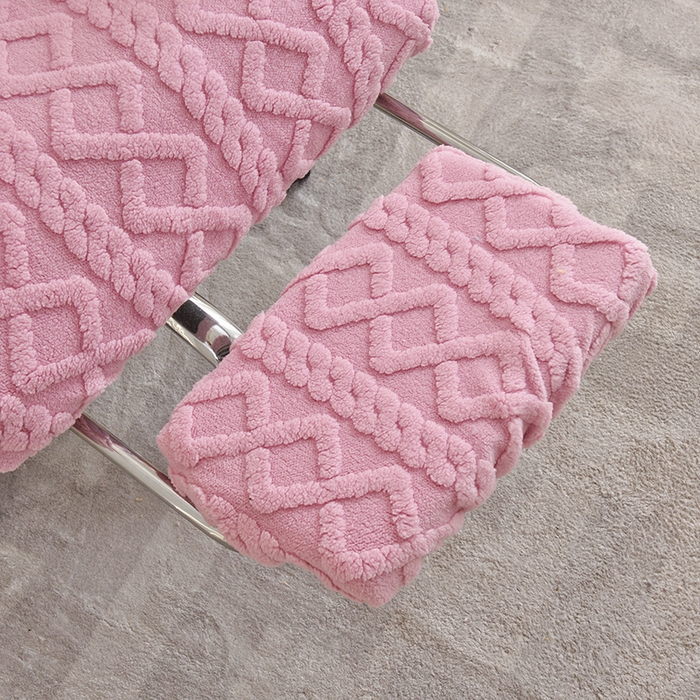 91家纺网 家纺一手货源 找家纺 启博家纺 2025新款简约提花保暖绒办公椅套 桃粉 小号