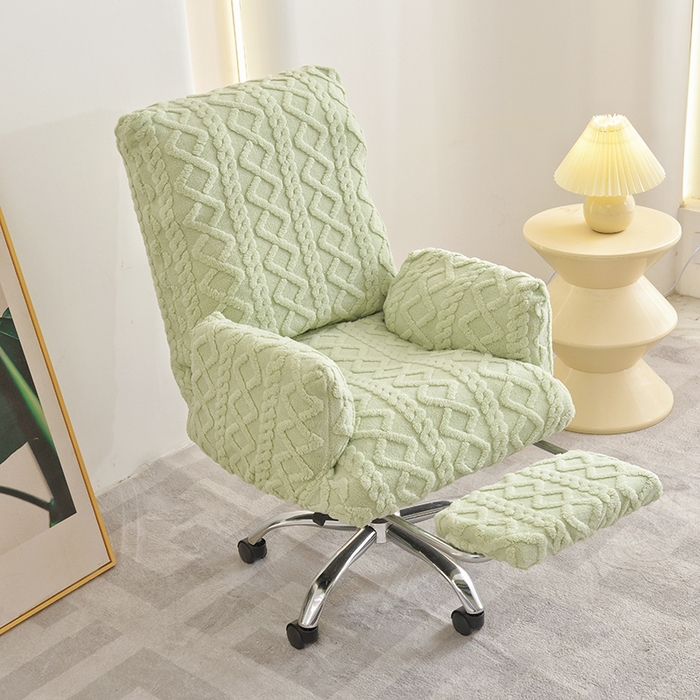 启博家纺 2025新款简约提花保暖绒办公椅套 果绿 小号