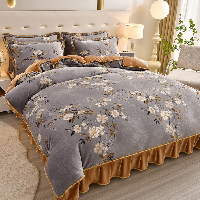 91家纺网 家纺一手货源 找家纺 （总）佳一 2025新款高克重8-9斤印花牛奶绒四件套