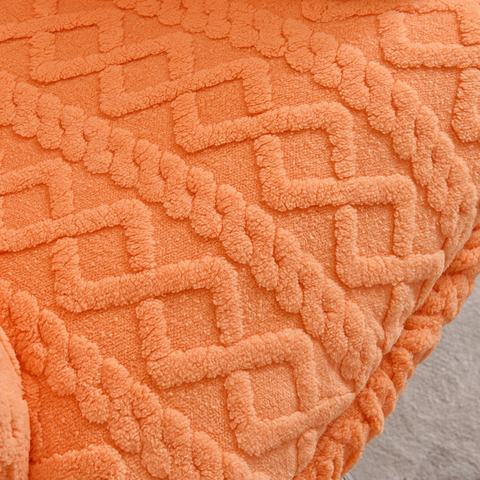 91家纺网 家纺一手货源 找家纺 启博家纺 2025新款简约提花保暖绒办公椅套 橙色 小号