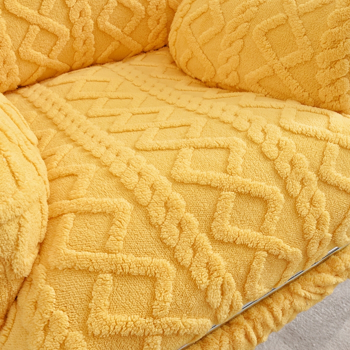 91家纺网 家纺一手货源 找家纺 启博家纺 2025新款简约提花保暖绒办公椅套 黄色 大号