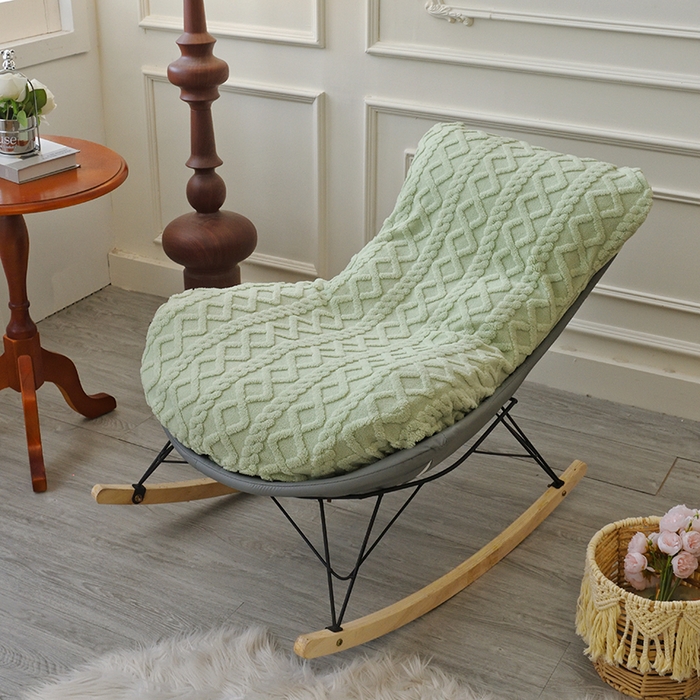 91家纺网 家纺一手货源 找家纺 启博家纺 2025新款简约提花保暖绒龙虾摇摇椅套 果绿 小号