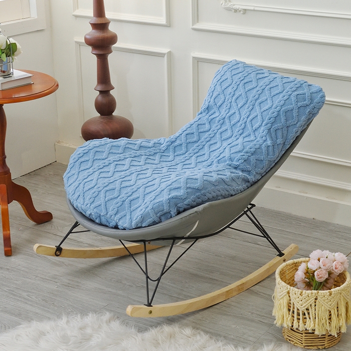 启博家纺 2025新款简约提花保暖绒龙虾摇摇椅套 天蓝 小号