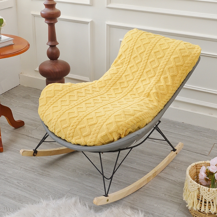 91家纺网 家纺一手货源 找家纺 启博家纺 2025新款简约提花保暖绒龙虾摇摇椅套 黄色 大号