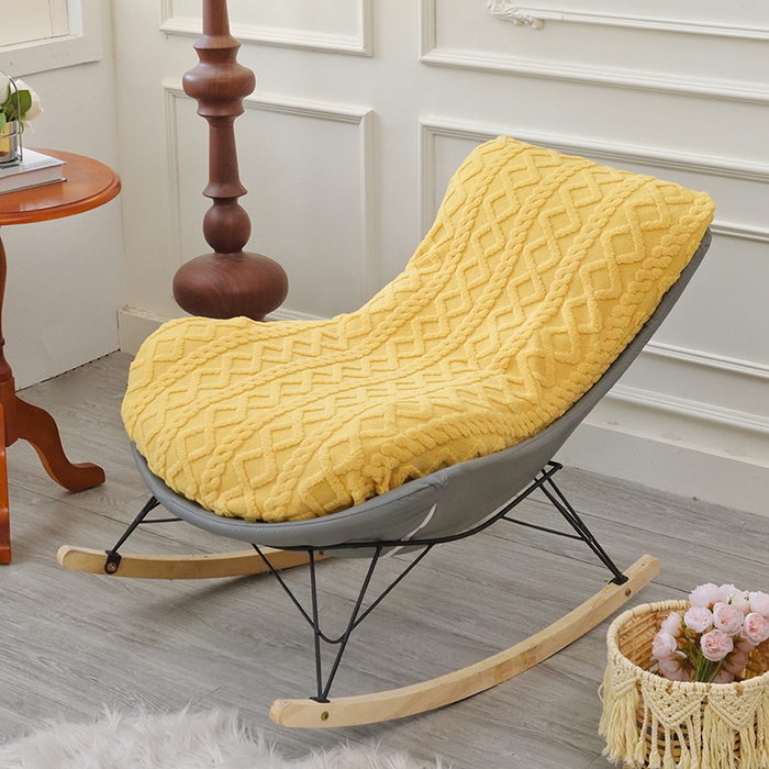 91家纺网 家纺一手货源 找家纺 启博家纺 2025新款简约提花保暖绒龙虾摇摇椅套 黄色 大号