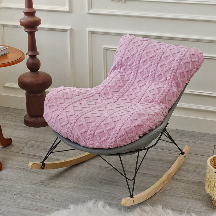 91家纺网 家纺一手货源 找家纺 启博家纺 2025新款简约提花保暖绒龙虾摇摇椅套 桃粉 大号