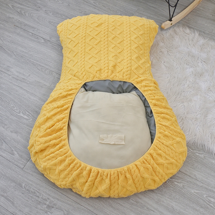 91家纺网 家纺一手货源 找家纺 启博家纺 2025新款简约提花保暖绒龙虾摇摇椅套 黄色 大号