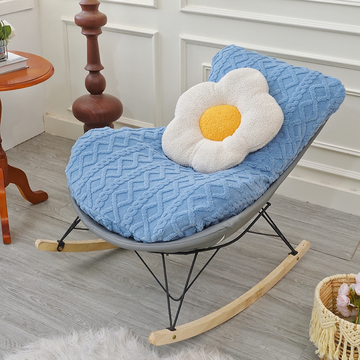 91家纺网 家纺一手货源 找家纺 启博家纺 2025新款简约提花保暖绒龙虾摇摇椅套 天蓝 小号