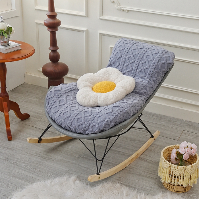 91家纺网 家纺一手货源 找家纺 启博家纺 2025新款简约提花保暖绒龙虾摇摇椅套 灰色 小号