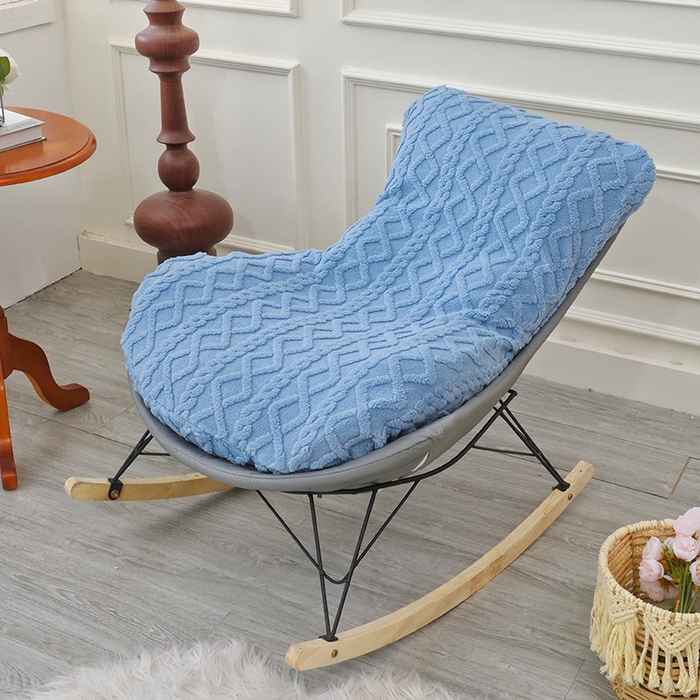 91家纺网 家纺一手货源 找家纺 启博家纺 2025新款简约提花保暖绒龙虾摇摇椅套 天蓝 小号