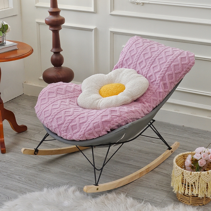 91家纺网 家纺一手货源 找家纺 启博家纺 2025新款简约提花保暖绒龙虾摇摇椅套 桃粉 小号