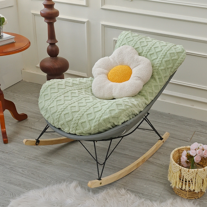 91家纺网 家纺一手货源 找家纺 启博家纺 2025新款简约提花保暖绒龙虾摇摇椅套 果绿 大号