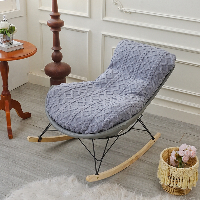 91家纺网 家纺一手货源 找家纺 启博家纺 2025新款简约提花保暖绒龙虾摇摇椅套 灰色 大号