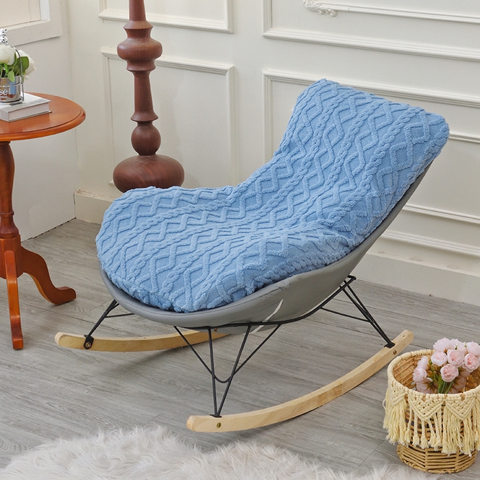 91家纺网 家纺一手货源 找家纺 启博家纺 2025新款简约提花保暖绒龙虾摇摇椅套 天蓝 小号