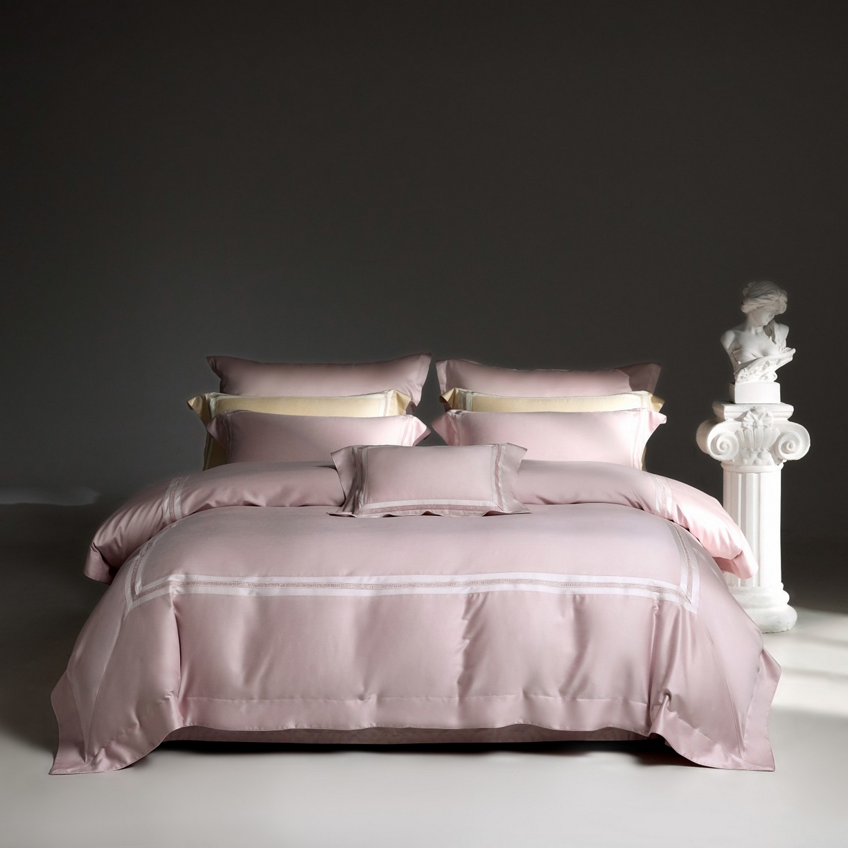 91家纺网 家纺一手货源 找家纺 时亿家居 2025新款超细旦天丝棉磨毛四件套-misscoco小香系列 misscoco 小香 粉