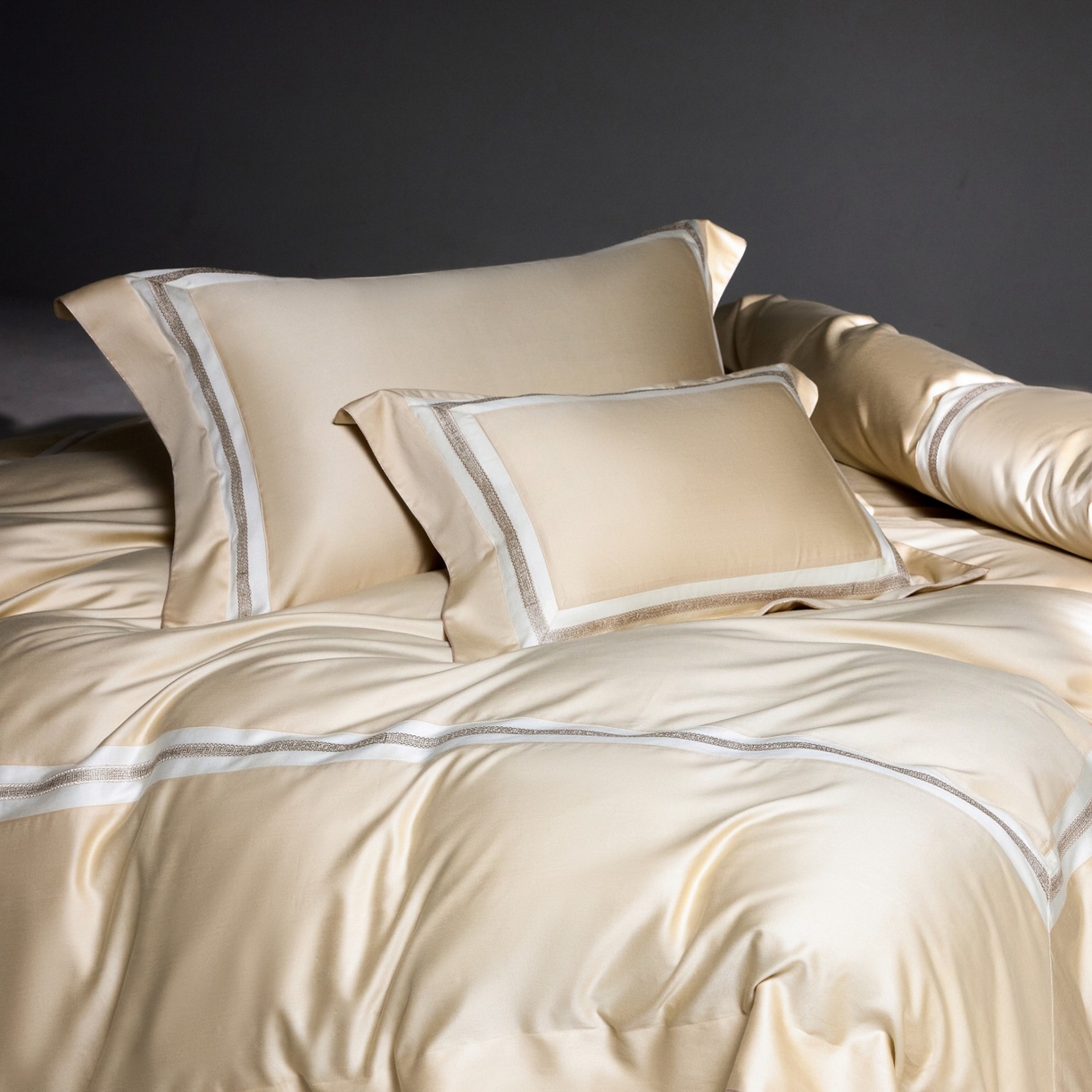 91家纺网 家纺一手货源 找家纺 时亿家居 2025新款超细旦天丝棉磨毛四件套-misscoco小香系列 misscoco小香 浅金