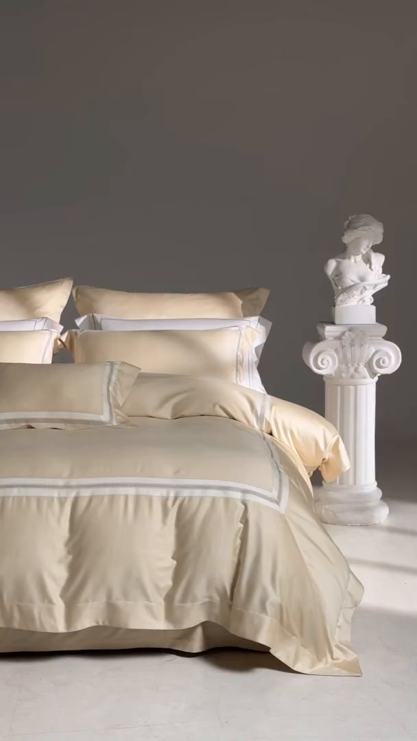 91家纺网 家纺一手货源 找家纺 时亿家居 2025新款超细旦天丝棉磨毛四件套-misscoco小香系列 misscoco小香 浅金