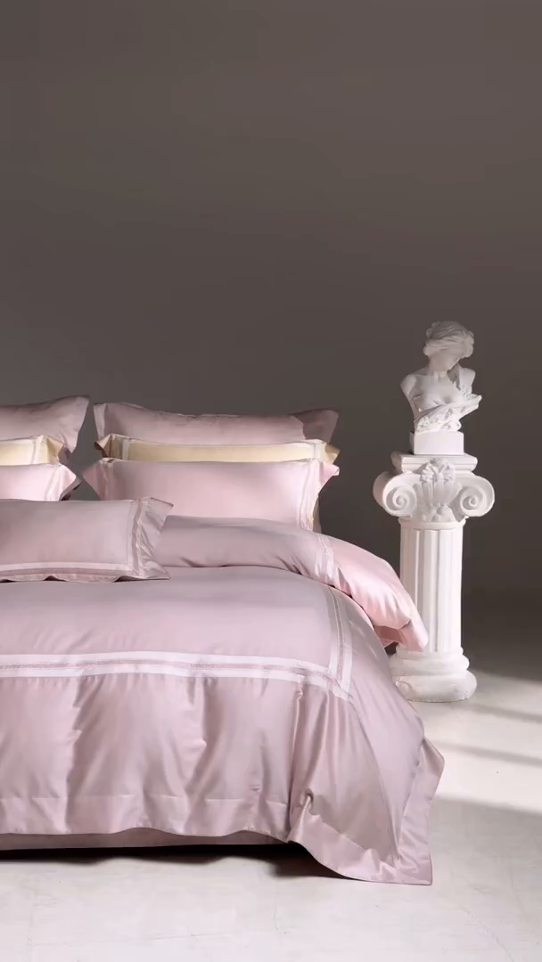 91家纺网 家纺一手货源 找家纺 时亿家居 2025新款超细旦天丝棉磨毛四件套-misscoco小香系列 misscoco 小香 粉