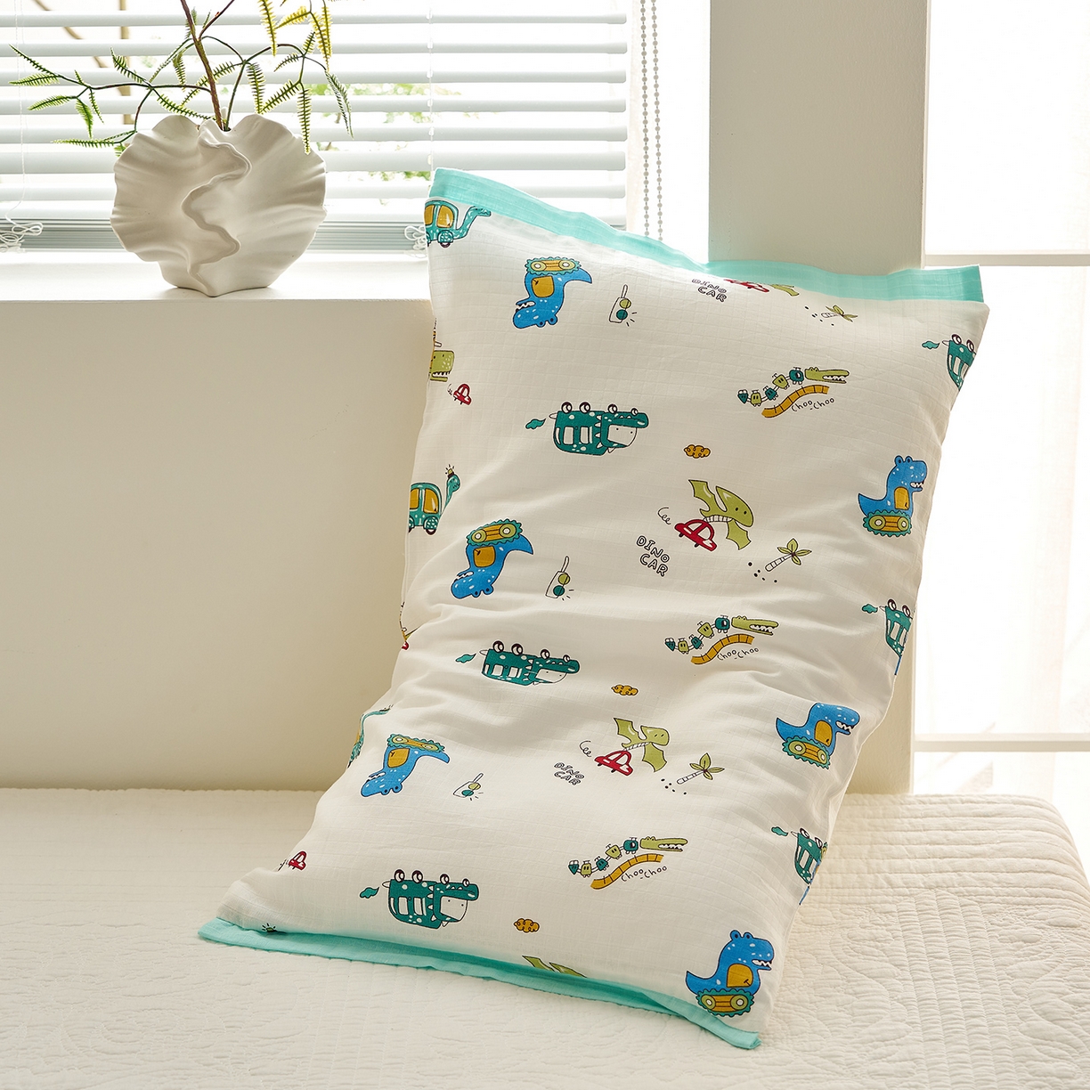 91家纺网 家纺一手货源 找家纺 （总）乐可 2025新款双层纱宽边儿童枕套学生枕头套