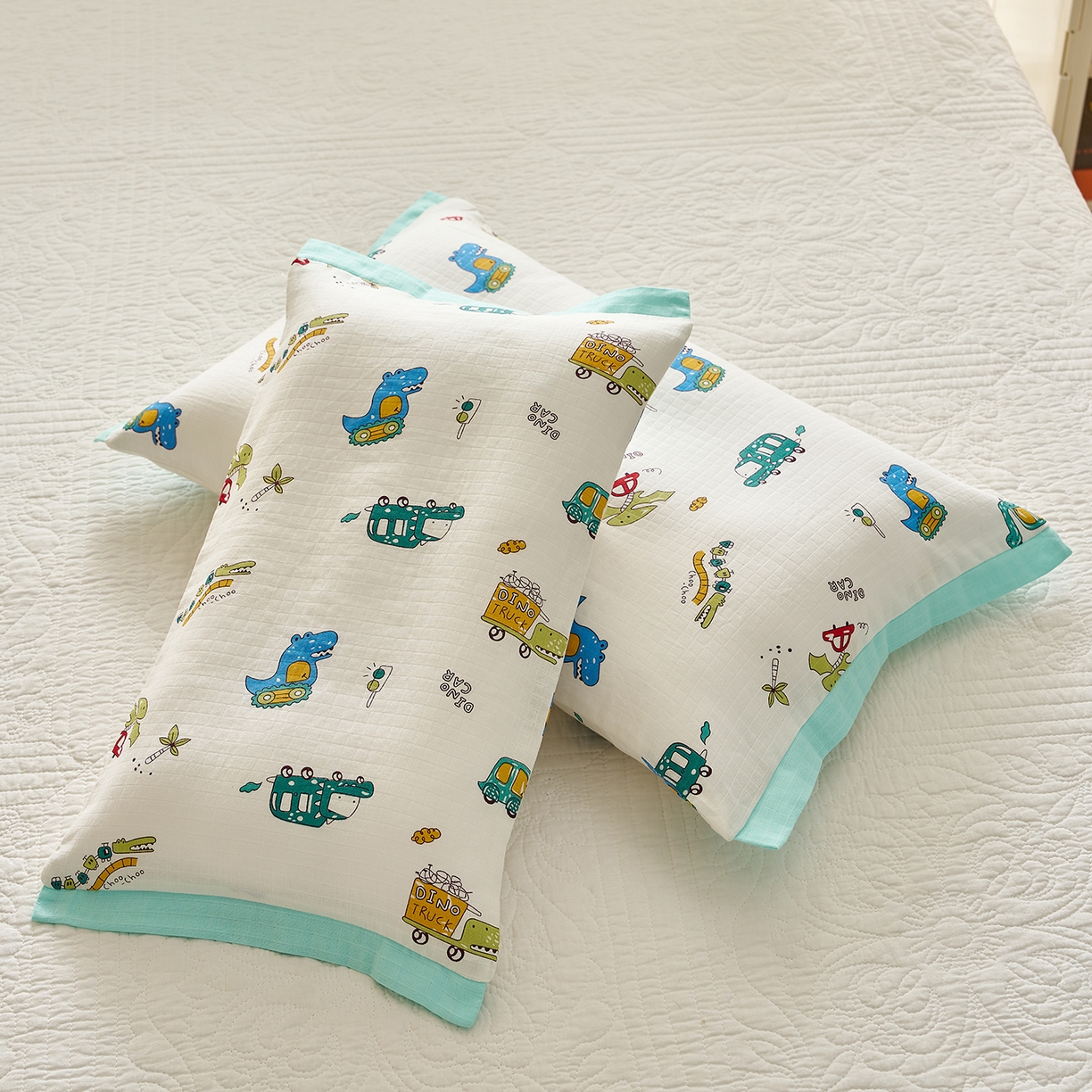 91家纺网 家纺一手货源 找家纺 （总）乐可 2025新款双层纱宽边儿童枕套学生枕头套