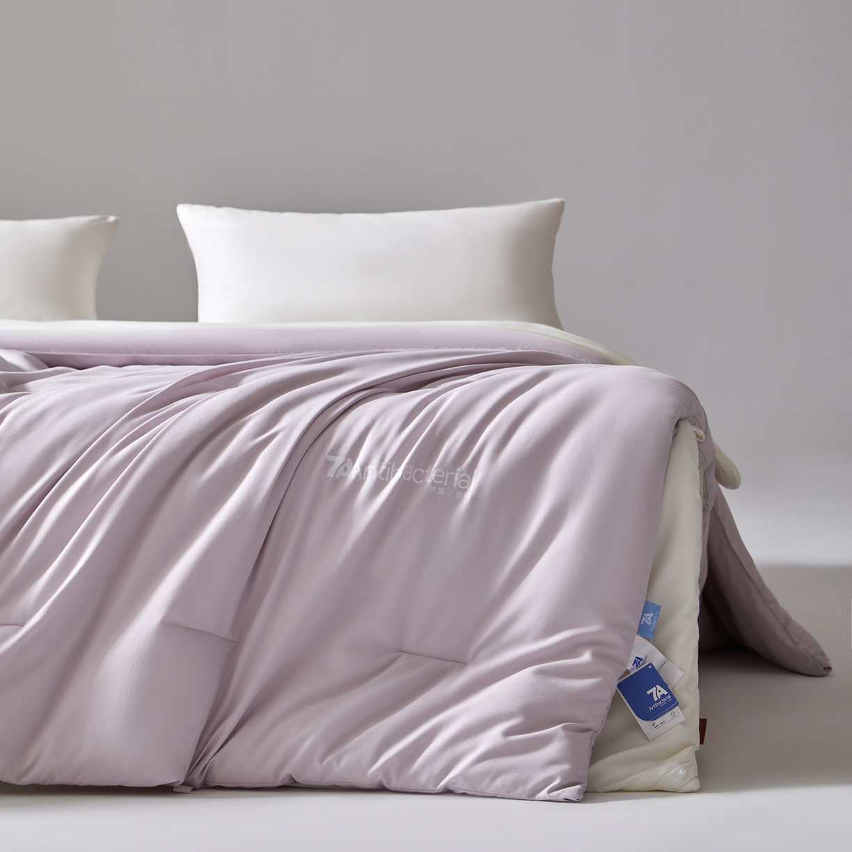 91家纺网 家纺一手货源 找家纺 玛德琳 2025新款7A吸湿发热抗菌子母被被子被芯 樱雾粉