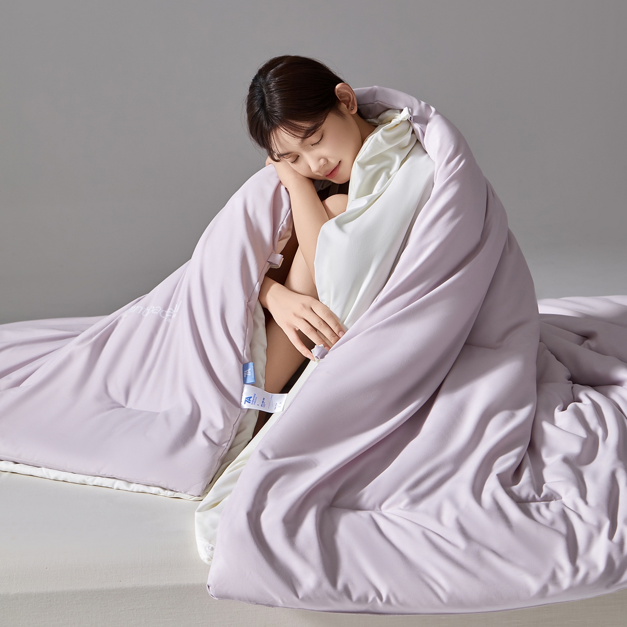 91家纺网 家纺一手货源 找家纺 玛德琳 2025新款7A吸湿发热抗菌子母被被子被芯 樱雾粉