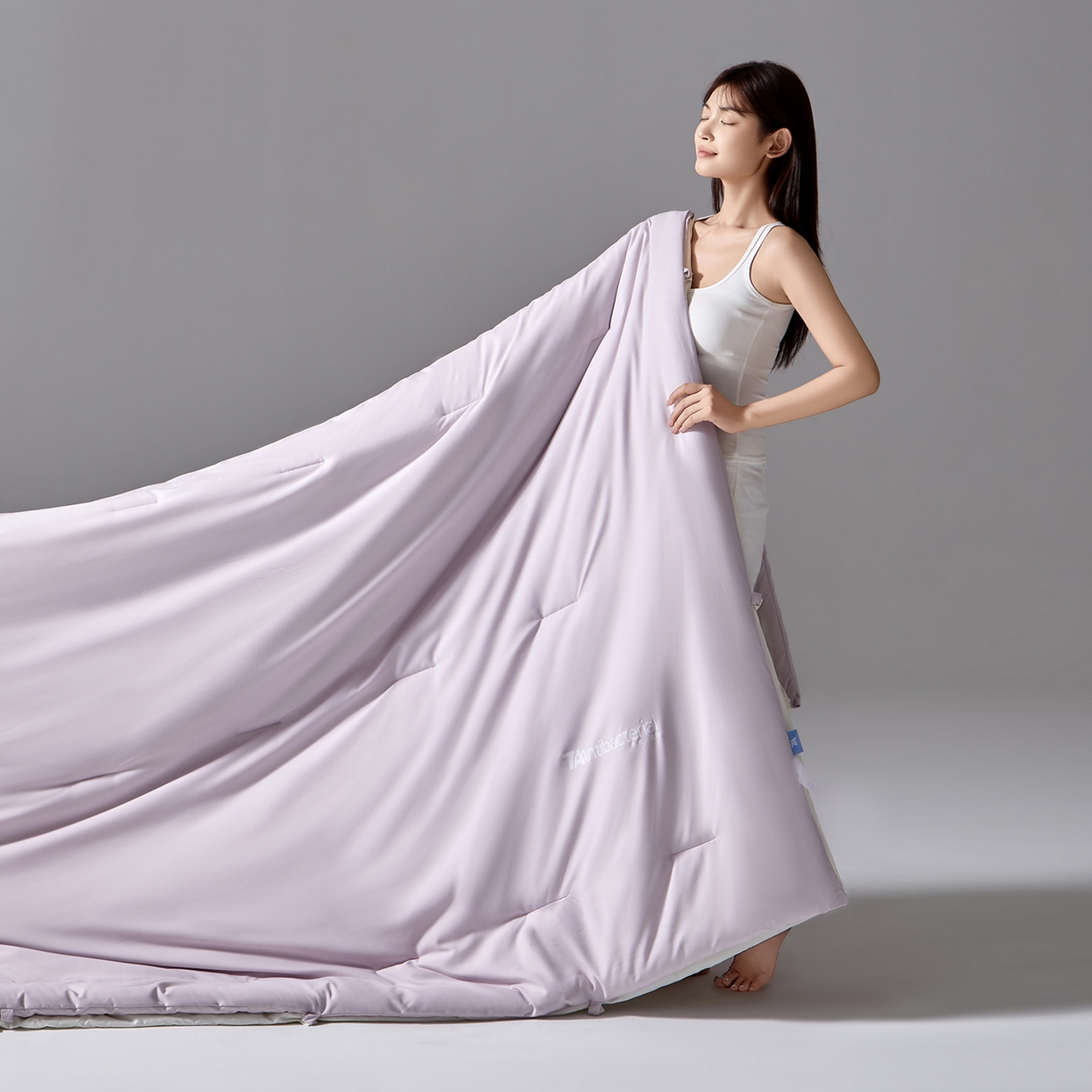 91家纺网 家纺一手货源 找家纺 玛德琳 2025新款7A吸湿发热抗菌子母被被子被芯 樱雾粉