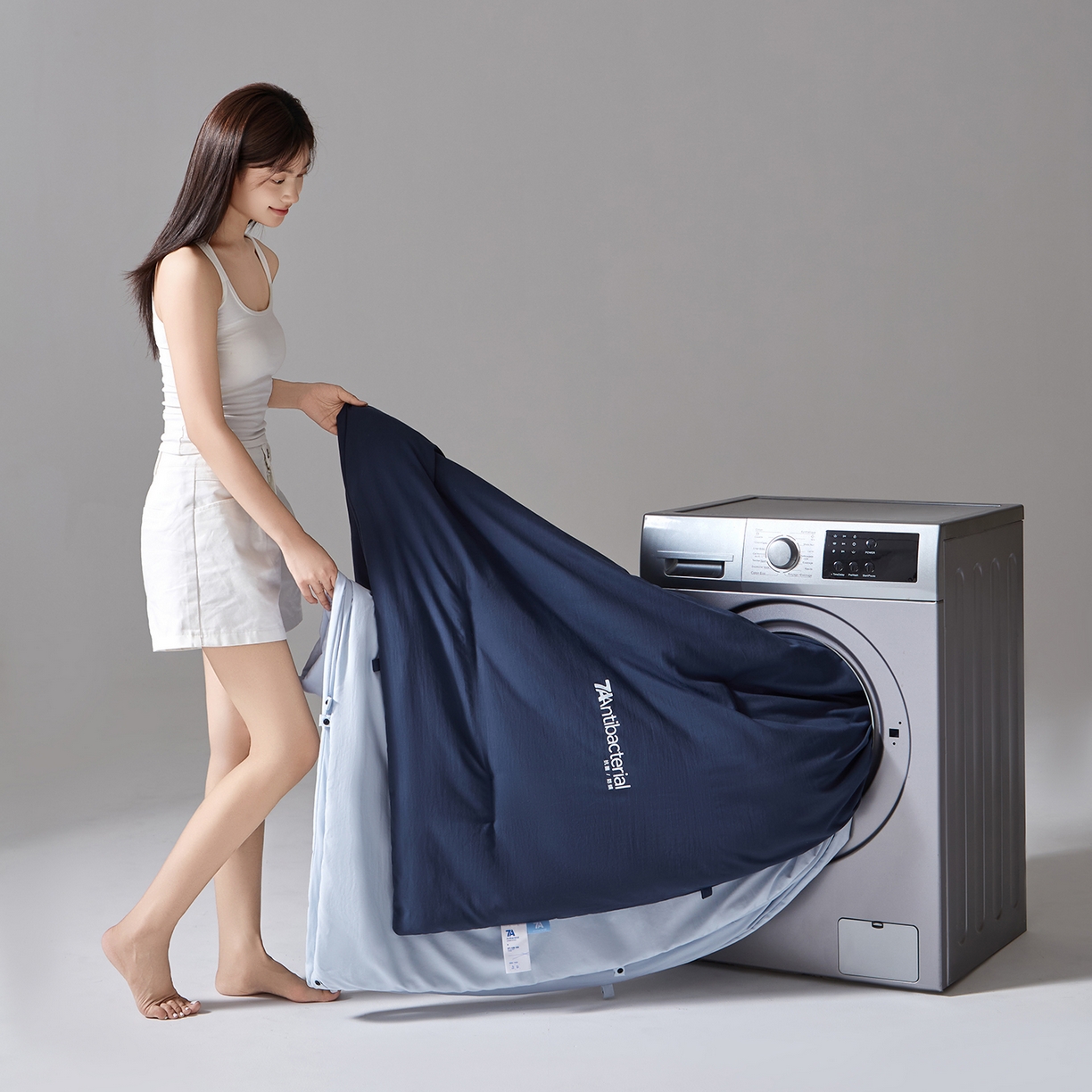 91家纺网 家纺一手货源 找家纺 玛德琳 2025新款7A吸湿发热抗菌子母被被子被芯 景泰蓝