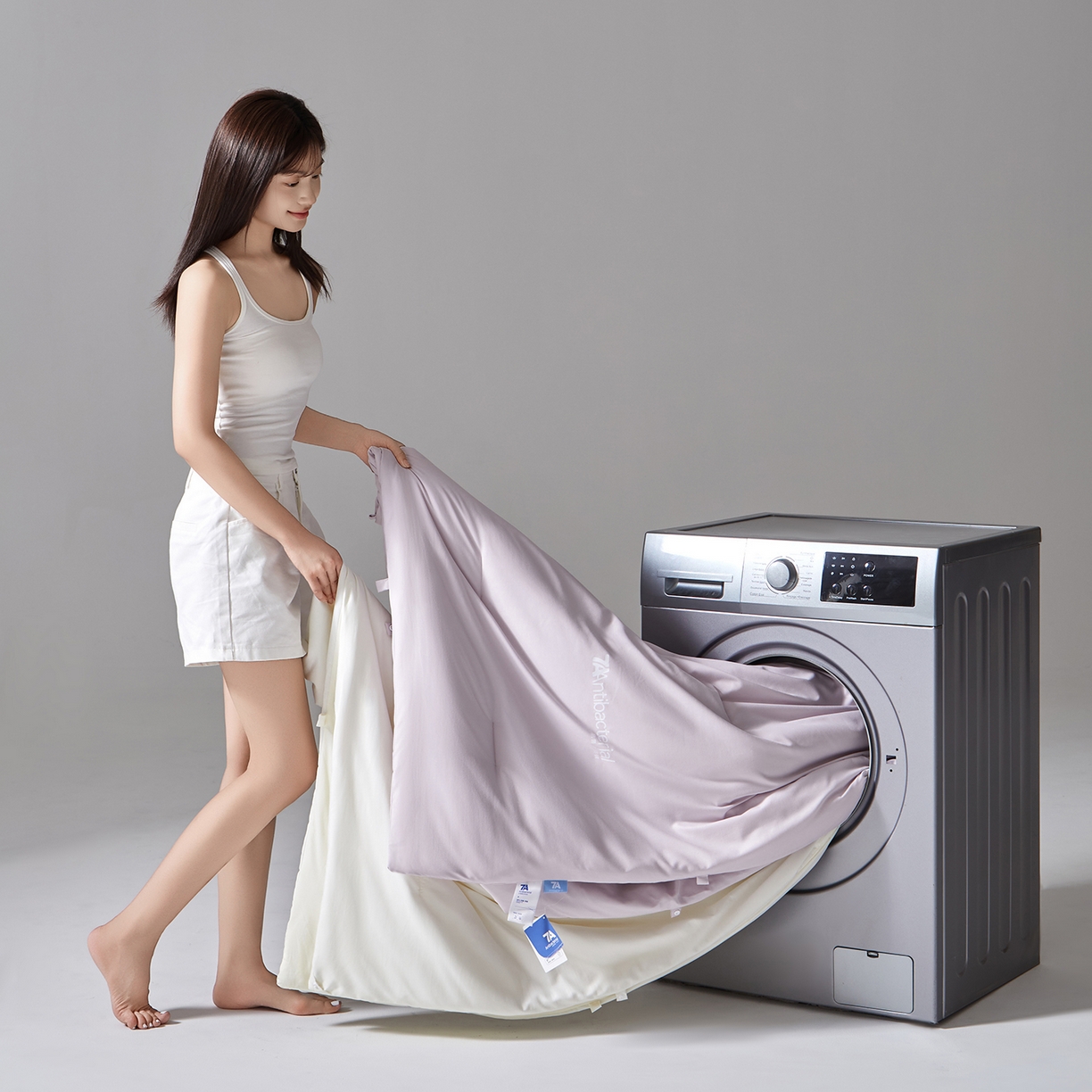 91家纺网 家纺一手货源 找家纺 玛德琳 2025新款7A吸湿发热抗菌子母被被子被芯 樱雾粉