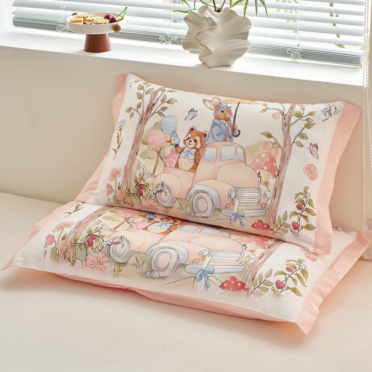 91家纺网 家纺一手货源 找家纺 乐可 2025新款全棉60支儿童枕套 TM快乐巴士