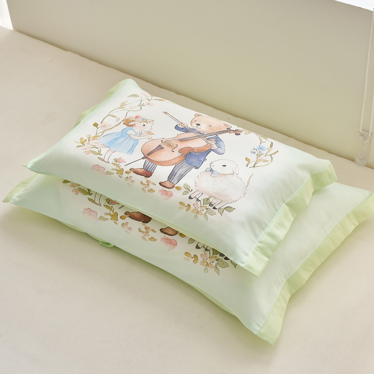 91家纺网 家纺一手货源 找家纺 乐可 2025新款全棉60支儿童枕套 TM幸福满屋