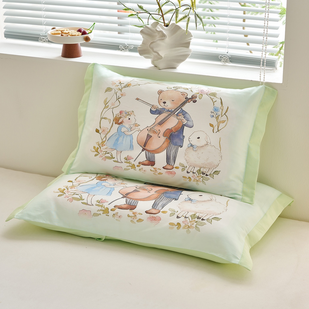 91家纺网 家纺一手货源 找家纺 乐可 2025新款全棉60支儿童枕套 TM幸福满屋