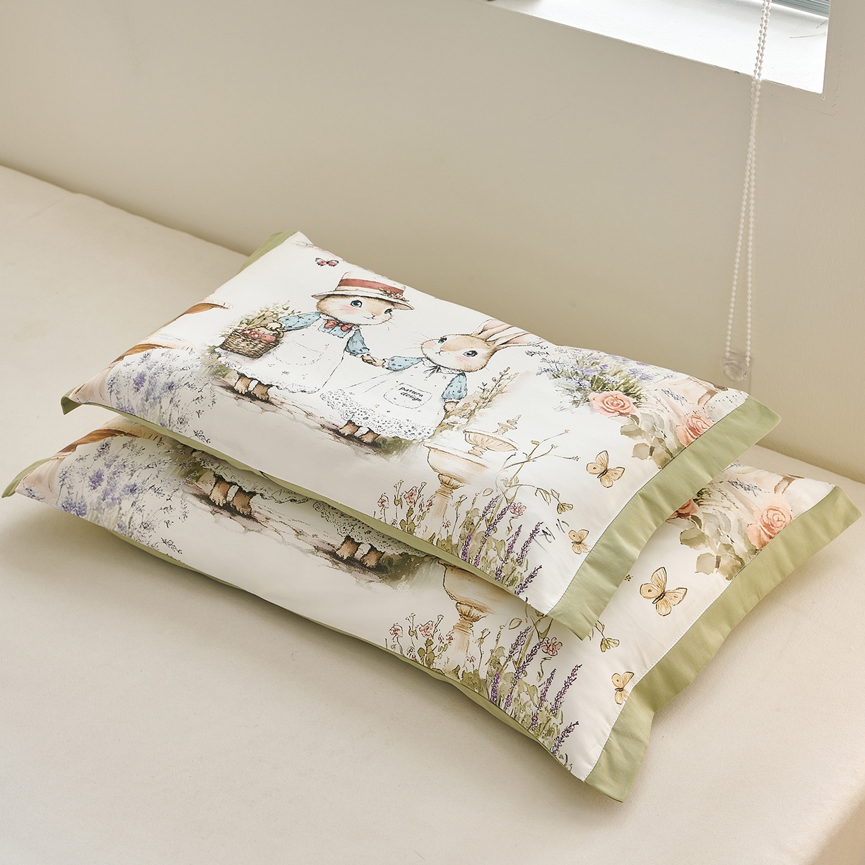 91家纺网 家纺一手货源 找家纺 乐可 2025新款全棉60支儿童枕套 TM蝶舞飞扬